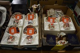A good collection of boxed Royal Crown Derby cups and saucers and other items.