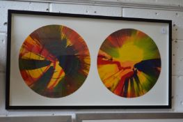 In the manner of Damien Hirst, A pair of spin pictures framed as one.