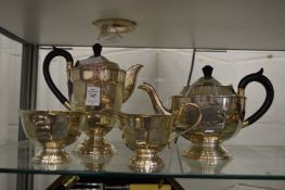Plated four piece tea service.