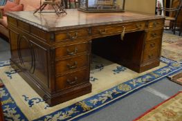 A good George III design mahogany partners desk 185cm x 125cm.