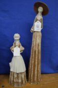Jo Good, pottery figure of a young lady and another similar.