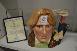 Royal Doulton character jug of Oscar Wilde complete with certificate.