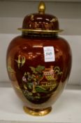 A Carlton ware Rouge Royale jar and cover.
