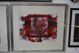 Abstract studies in red, watercolour, signed, a pair.