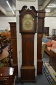 A 19th century mahogany Scottish longcase clock with eight day movement, arched dial signed Alex