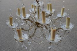 Cut glass chandelier.