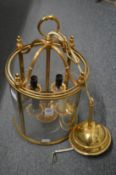 A Georgian style brass hall lantern.