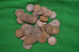 A bag of fifty six copper half pennies.