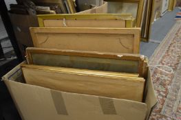 Box of assorted paintings and prints.