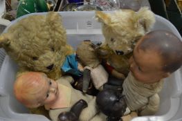 Dolls and teddy bears.