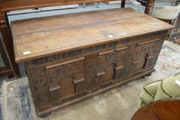 Continental carved oak coffer.
