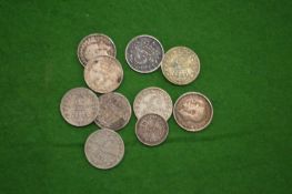 A bag of nine silver maundy coins.