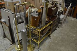 Household miscellaneous to include drinks trolley, lamps, TV stand etc.