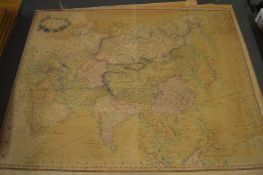 Part hand coloured map of Asia, published 1822 by Richard Holmes, mounted but unframed together with
