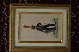 A set of four gilt framed colour prints depicting Gentlemen in military uniforms.