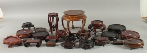 A COLLECTION OF VARIOUS CHINESE WOODEN STANDS, (qty).