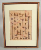 A CALLIGRAPHIC PANEL, framed and glazed, image 19cm x 26cm.