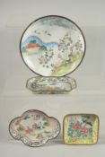 FOUR CHINESE ENAMELLED DISHES.