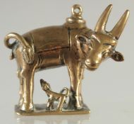 AN 18TH CENTURY INDIAN BRASS FIGURE OF A BULL, 6cm wide.