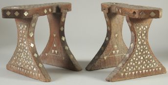 A PAIR OF OTTOMAN MOTHER OF PEARL INLAID CLOGS.