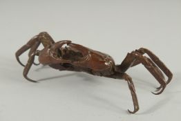 A JAPANESE BRONZE OKIMONO OF A CRAB, 15cm wide.