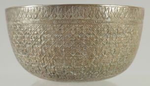 A THAI WHITE METAL BOWL, 14.5cm diameter.