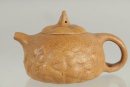 A CHINESE YIXING TEAPOT, with impressed mark to base and inner lid, 14cm spout to handle.