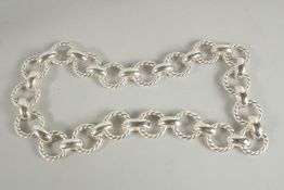 A STERLING SILVER HEAVY TWISTED LINK NECKLACE. 45cm long.