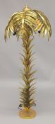A LARGE GILT PALM TREE FLOOR LAMP. 5ft high.