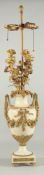 A GOOD LOUIS XVITH STYLE WHITE MARBLE AND ORMLU LAMP with four floral branches. 33ins high.