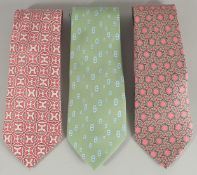 THREE VARIOUS HERMES SILK TIES.