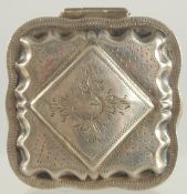 A DUTCH SQUARE ENGRAVED SILVER PILL BOX. 2ins.