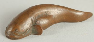 A JAPANESE BRONZE CAT FISH. 2ins.