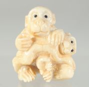 A CARVED BONE MONKEY NETSUKE. 4cm.