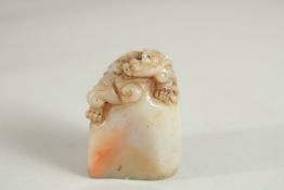 A SMALL CHINESE JADE SEAL. 2ins high.