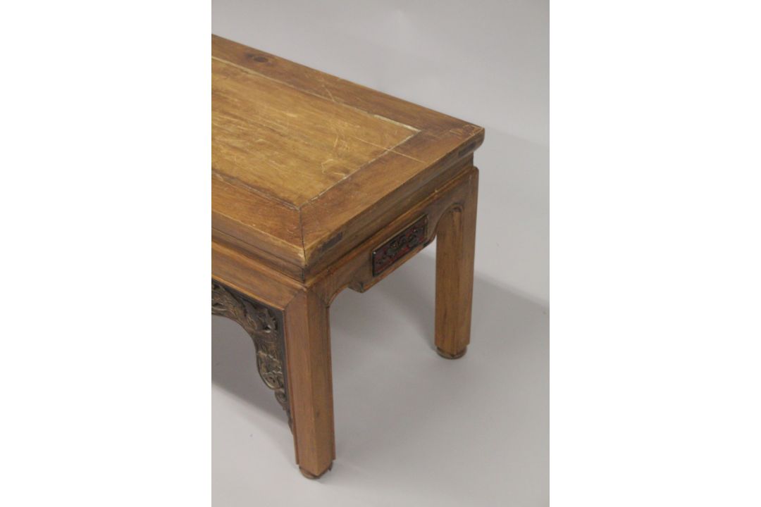 A CHINESE REDWOOD OPIUM TABLE 4ft long, 1ft4ins high. - Image 3 of 3