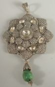 A LARGE VICTORIAN ENAMEL AND ROSE DIAMOND PENDANT.