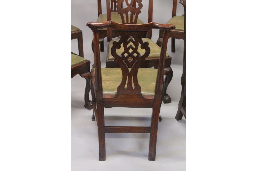 A GOOD HARLEQUIN SET OF EIGHT GEORGE II IRISH MAHOGANY DINING CHAIRS with comb back, slats, - Image 4 of 4