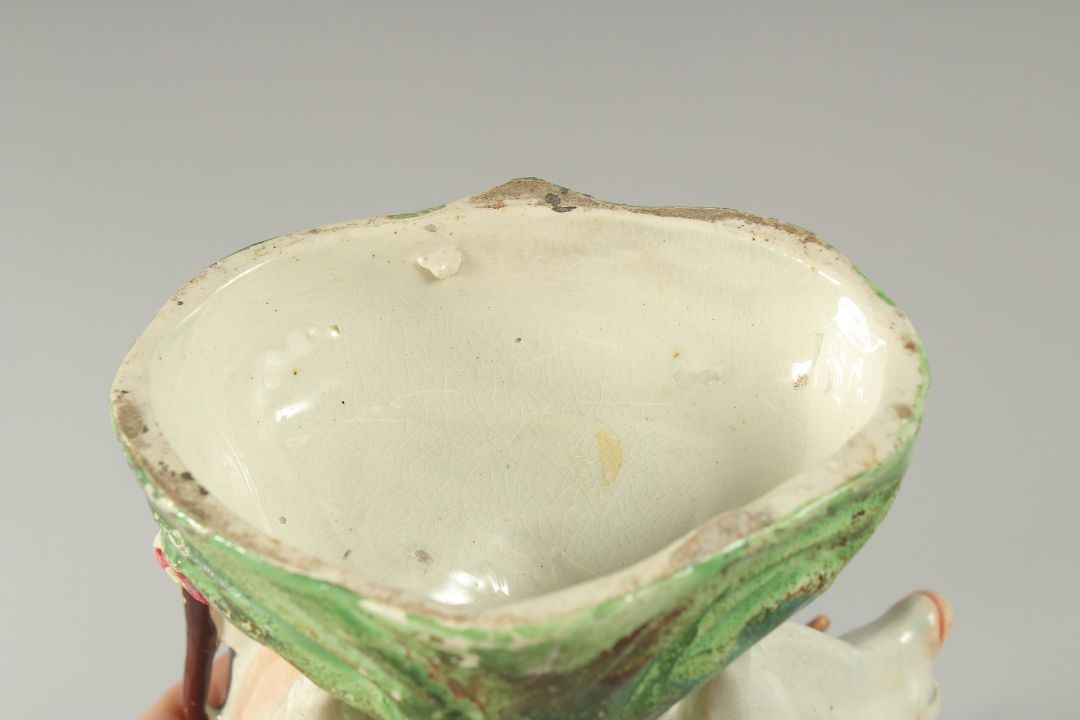 A STAFFORDSHIRE BOCAGE GROUP OF A COW AND CALF 5.5ins high. - Image 3 of 3