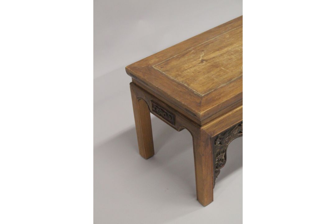 A CHINESE REDWOOD OPIUM TABLE 4ft long, 1ft4ins high. - Image 2 of 3