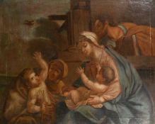18th Century Continental School, scene of a holy family, oil on canvas, 46