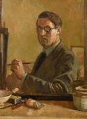 Percy Horton (1897-1970), a self portrait of the artist, in 1950, oil on panel, label verso, 16