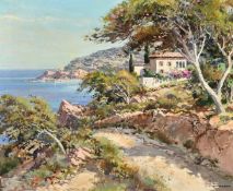 Lucien Potronat (1889-1974) French, a Cote D'Azur view, oil on canvas, signed, 18.5