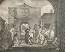 An engraving after Hogarth, 'The roast beef of old England', 15