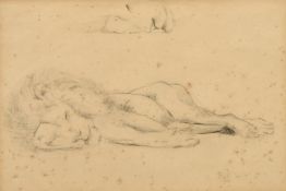 Late 18th / Early 19th Century School, a pencil study of a sleeping lion, 8