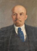 20th Century Soviet School, Head and shoulders portrait of Lenin, oil on canvas, 37.75