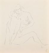 Marcel Vertes, A sketch of lovers with flowers, signed and verso a drawing of lovers embracing, 10.