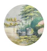 Lilian Miller, A Japanese water garden, watercolour, signed, 9.25