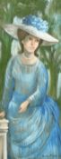 James Arthur Morris (20th Century) British, 'Lady in Blue', gouache, signed, 15