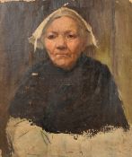 19th Century French School, study of an older female, oil on canvas, 22